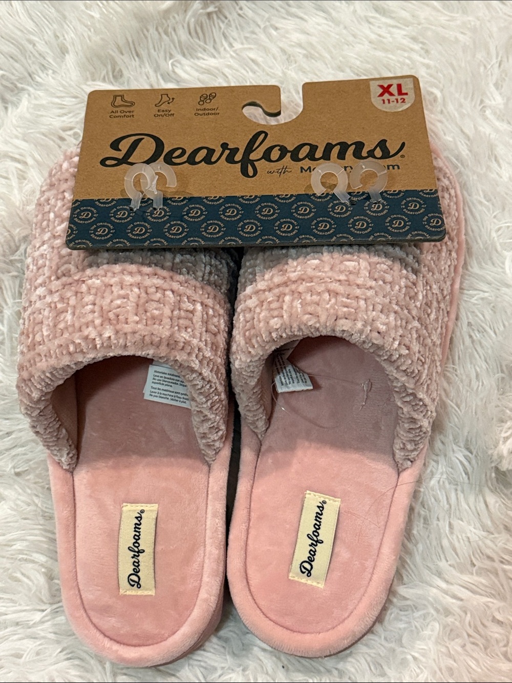 dearfoams Women's Blush Pink Plush Slide Slippers XL
